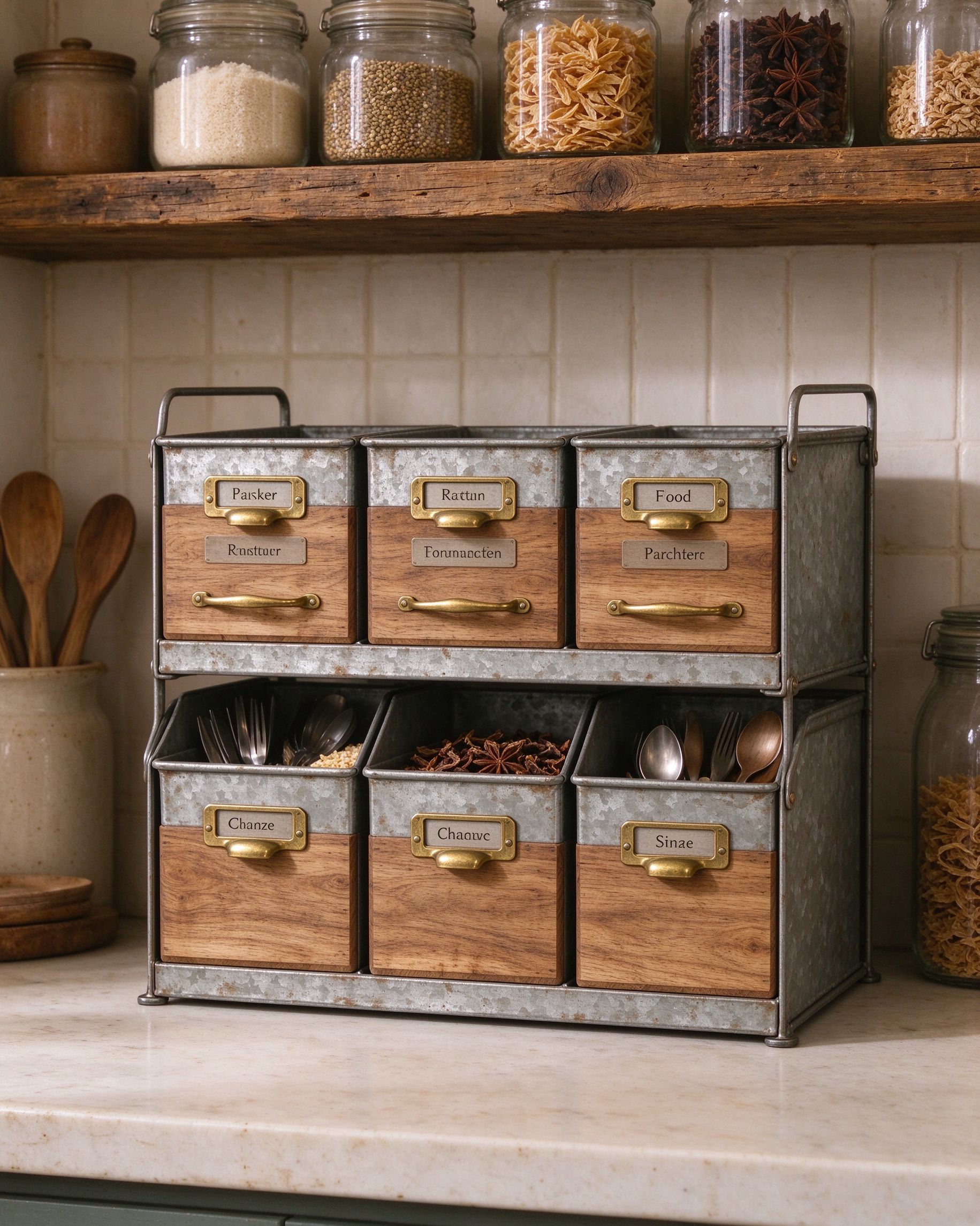 Farmhouse pantry organizer detail